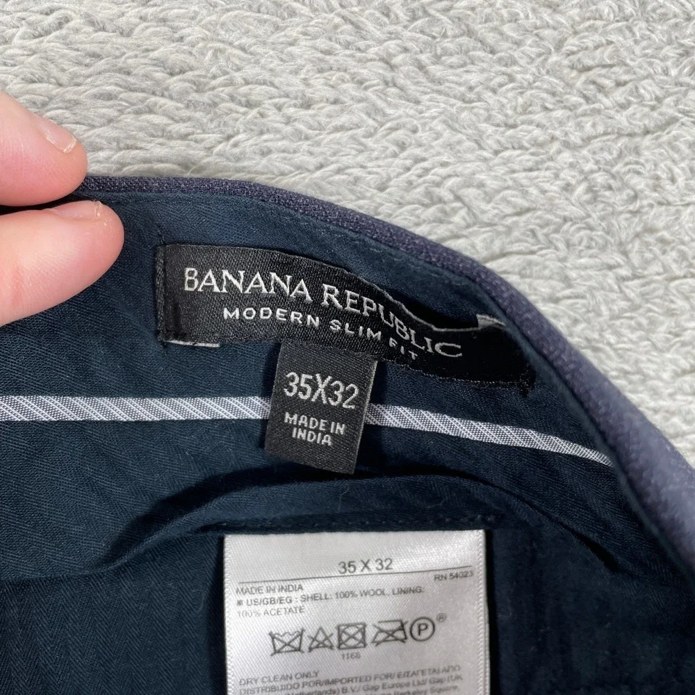 Banana Republic Dress Pants Mens 35x32 Navy Wool Modern Slim Italian Fabric